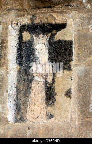 Medieval wall painting, St. Lawrence`s Church, Towcester, Northamptonshire, England, UK Stock Photo